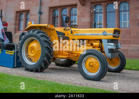 Makellos 1966 Helles Gelb Massey Ferguson 135 Modell Traktor Isle of Bute Schottland United Kingdom Treiber der rechten Seite abseits Anzeigen alten glänzenden Stockfoto