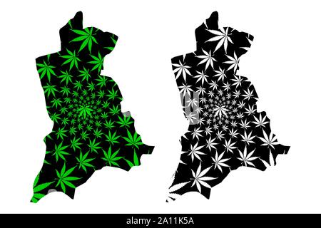 Anambra State (Unterteilungen von Nigeria, Föderierten Staaten von Nigeria) Karte ist so konzipiert, dass Cannabis blatt grün und schwarz, Anambra Karte aus Marihuana (Mari Stock Vektor