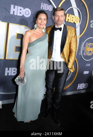 West Hollywood, Kalifornien, USA. 22 Sep, 2019. Schauspieler Nikolaj Coster-Waldau und Frau Nukaaka Coster-Waldau besuchen HBO Post Emmy Award Empfang folgenden 71st Primetime Emmy Awards am 22. September 2019 auf der Plaza im Pacific Design Center in West Hollywood, Kalifornien, USA. Credit: Barry King/Alamy leben Nachrichten Stockfoto