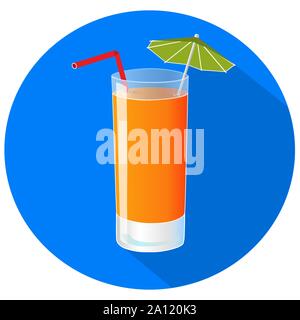 Hand gezeichnet Vector Illustration von Frisch squezed Orangensaft mit langen Schatten. Bar Menü Stock Vektor