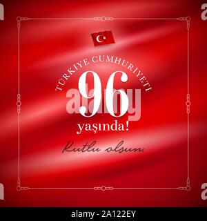 Türkische Nationale Festival. 29 Das Ekim Cumhuriyet Bayrami. Übersetzung: Happy 29. Oktober Tag der Republik. Der Tag in der Türkei. Typografische Gestaltung für so Stock Vektor