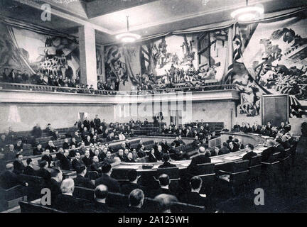 Liga von Nationen Ratssaal im Palast der Nationen, Genf, über 1922 Stockfoto