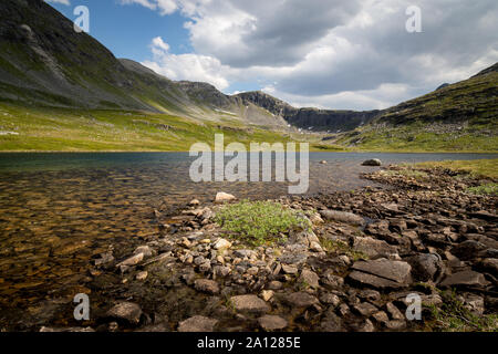 Blick von Renndalen Tal in Trollheimen Berge, norwegischen Nationalpark, Sommer. Stockfoto