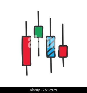 Börse chart dünne Linie Symbol auf weißem isoliert. Vector Illustration Stock Vektor