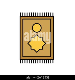 Gebet Wolldecke Symbol auf weißem isoliert. Religion Teppich. Thin Line Design. Vector Illustration Stock Vektor