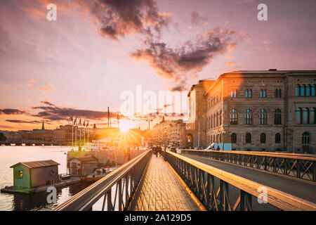 Stockholm, Schweden. Skeppsholmsbron - Skeppsholm Brücke. Berühmte beliebtes Reiseziel Sehenswürdigkeit. Skandinavien reisen. Stockfoto