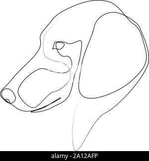 Durchgehende Linie Dackel. Einzelne Zeile minimal style Hund Vector Illustration Stock Vektor