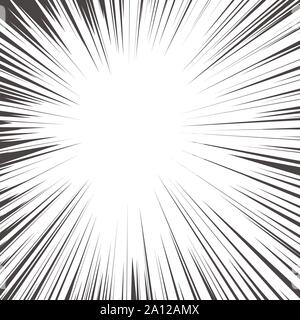 Comic Radialgeschwindigkeit Linien. Manga speed Frame. Cartoon Motion Hintergrund. Superhelden action. Vector Illustration auf weißem Hintergrund Stock Vektor