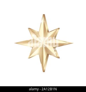 Golden Star scatter glitzert. Glänzendes Gold Star mit funkelt. Vector Illustration auf weißen isoliert Stock Vektor