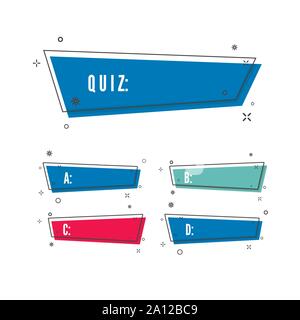 Design von Quiz. Frage und vier Antwort Option. Die richtige Antwort ist grün. Falsche Antwort ist rot. Vector Illustration Stock Vektor