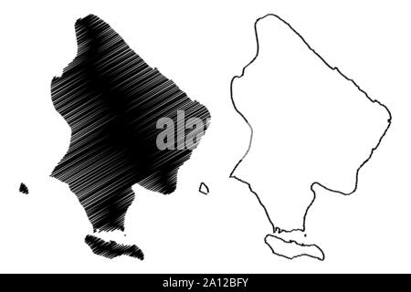 La Altagracia Provinz (Dominikanische Republik, Hispaniola, Provinzen der Dominikanischen Republik) Karte Vektor-illustration, kritzeln Skizze La Altagracia ma Stock Vektor