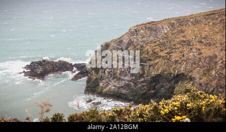 Wanderweg auf einer Klippe entlang dem Meer in Howth, Irland Stockfoto