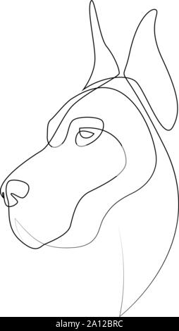 Durchgehende Linie Dogge. Einzelne Zeile minimal style Hund Vector Illustration Stock Vektor