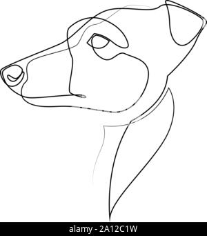 Durchgehende Linie Whippet. Einzelne Zeile minimal style Englisch Whippet oder Snap dog Vector Illustration Stock Vektor