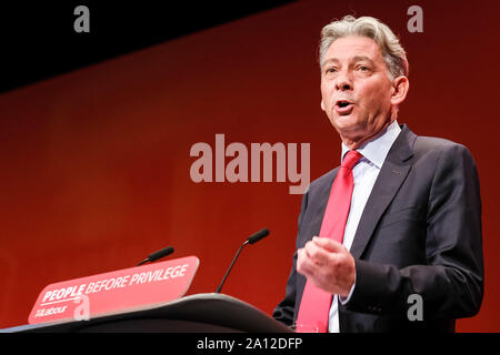 Das Brighton Centre, Brighton, UK. 23. September 2019. Richard Leonard, der Vorsitzende der schottischen Labour-Partei Adressen der Labour Party Herbst Konferenz. . Bild von Julie Edwards./Alamy leben Nachrichten Stockfoto