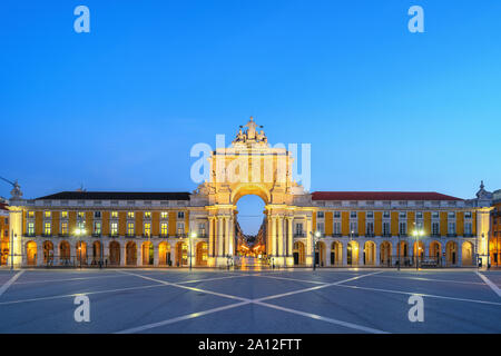 Lissabon Portugal Skyline der Stadt an der Arco da Rua Augusta und Commerce Square Stockfoto