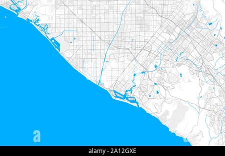 Reich detaillierte Vektor auf der Karte von Costa Mesa, Kalifornien, USA. Karte Vorlage für Wohnkultur. Stock Vektor