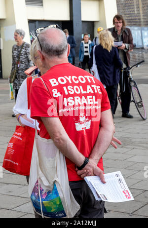 Brighton, UK. 23 Sep, 2019. Boykott Israel demonstrant am Tag 3 der Labour Party Konferenz. Credit: Alan Fraser/Alamy leben Nachrichten Stockfoto