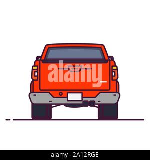 Vorderansicht des großen Pickup. Linienstil Vector Illustration. Off Road und Abholung Lieferung Fahrzeug Banner. Offroad modernes Auto von seltene Ansicht. Moderne aus - Stock Vektor