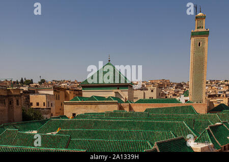 Qarawiyīn-Moschee (Moschee al-Qarawiyyin) fes Marokko die zweitgrößte Moschee, in 857 erbaut, ist eine der ältesten Universitäten der Welt Stockfoto