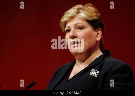 Brighton, UK. 23 Sep, 2019. Emily Thornberry, Schatten Außenminister, spricht während der jährlichen Konferenz der Labour Party 2019 in Brighton, UK. Montag, September 22, 2019. Foto Credit: Lukas MacGregor/Alamy leben Nachrichten Stockfoto