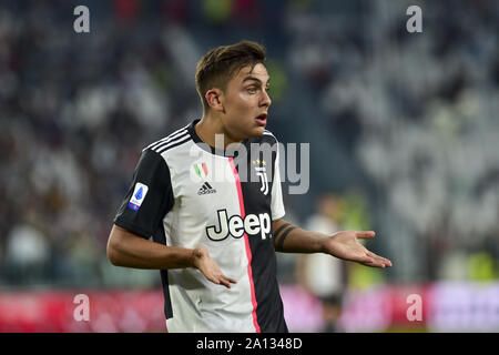 Paulo Dybala (Juventus FC) reagiert während der Serie ein Fußballspiel zwischen FC Juventus vs Hellas Verona FC bei der Allianz Stadion in Turin. (Endstand; FC Juventus 2:1 Hellas Verona FC) Stockfoto