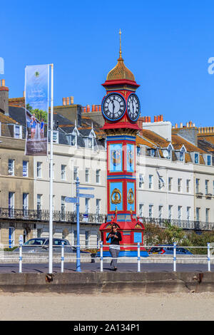 Georgian Town Clock auf der Promenade, Badeort und Stadt von Weymouth, Südküste, England, UK, gb Stockfoto