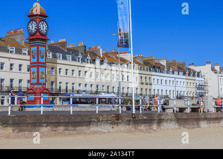 Georgian Town Clock auf der Promenade, Badeort und Stadt von Weymouth, Südküste, England, UK, gb Stockfoto