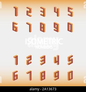 Eingestellt von isometrischen Zahlen orange. Vector Illustration eps 10. Stock Vektor