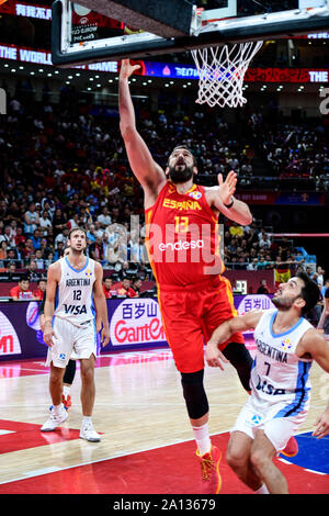 Marc Gasol (Spanien) gegen Argentinien. FIBA Basketball Wm China 2019, Finale Stockfoto