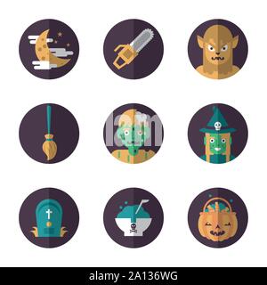 Bündel von Halloween set Symbole Stock Vektor