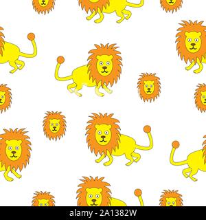 Adult lion with big mane. Seamless vector illustration. Stock Vektor