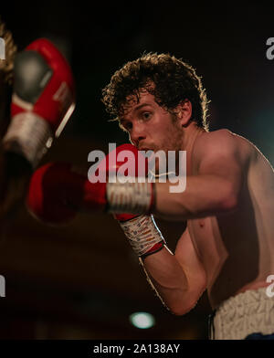 21. September 2019. Elgin Rathaus, Elgin, Moray, Schottland, Großbritannien. Dies ist eine Szene aus dem Homecoming Boxing Ereignis. Stockfoto