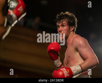 21. September 2019. Elgin Rathaus, Elgin, Moray, Schottland, Großbritannien. Dies ist eine Szene aus dem Homecoming Boxing Ereignis. Stockfoto