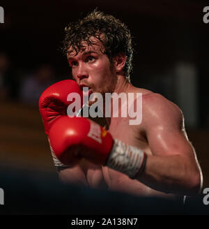 21. September 2019. Elgin Rathaus, Elgin, Moray, Schottland, Großbritannien. Dies ist eine Szene aus dem Homecoming Boxing Ereignis. Stockfoto