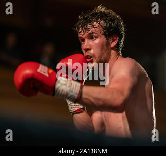 21. September 2019. Elgin Rathaus, Elgin, Moray, Schottland, Großbritannien. Dies ist eine Szene aus dem Homecoming Boxing Ereignis. Stockfoto