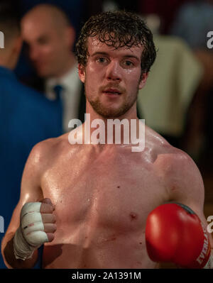 21. September 2019. Elgin Rathaus, Elgin, Moray, Schottland, Großbritannien. Dies ist eine Szene aus dem Homecoming Boxing Ereignis. Stockfoto