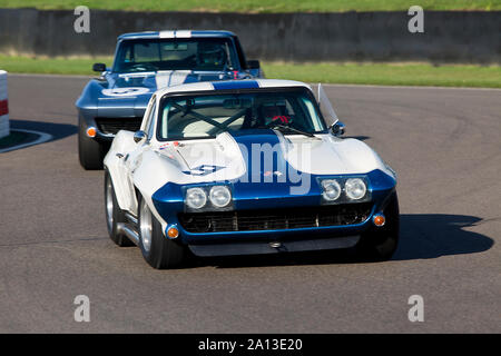 1965 Chevrolet Corvette Stingray von Craig Davies & Steve Soper in der RAC-TT Feier rennen Am Goodwood Revival 13. Sept 2019 in Chiches Stockfoto