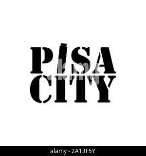 Pisa Stadt schrift Typografie mit Pisa Tower in negativen Raum Stil Design Vector Stock Vektor