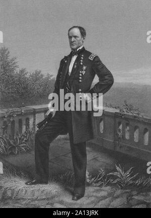 Die volle Länge der Gravur des Union General William Tecumseh Sherman. Stockfoto