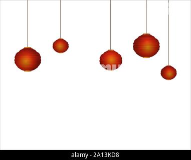 Chinesische Laternen leuchten, Papier Lampe, lampion. Rot und Gold traditionelle Laterne. Vektor. Abbildung Stock Vektor