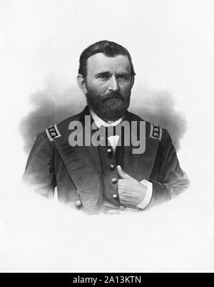 Eine Gravur des 18. Präsident der Vereinigten Staaten, Ulysses S. Grant in seiner Allgemeinen € ™ s Uniform. Stockfoto