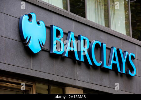 London, Großbritannien. 22 Sep, 2019. Barclays Bank Logo in London gesehen. Credit: Dinendra Haria/SOPA Images/ZUMA Draht/Alamy leben Nachrichten Stockfoto