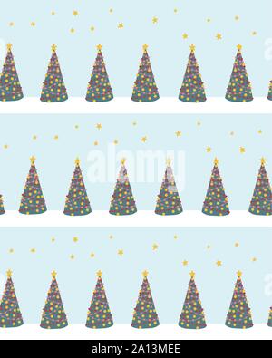 Weihnachtsbaum nahtlose Vektor Hintergrund. Dekorative Hand gezeichnet wiederholen Winterurlaub Muster für Weihnachten Dekoration, Fahnen, Bänder, Begrüßung Stock Vektor