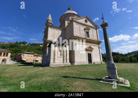 Die christlichen Tempel von San Biagio in der berühmten Dorf Montepulciano, Toskana Stockfoto