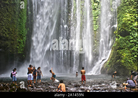 Tiu Kelep Wasserfall, Sendang Gile, Lombok, Nusa Tenggara, Indonesien Stockfoto