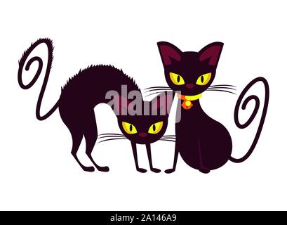 Halloween Katzen Maskottchen Tiere Symbol Stock Vektor