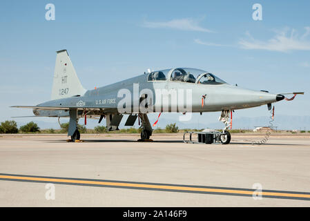 Ein US Air Force T-38 C auf der Rampe Holloman Air Force Base, New Mexiko. Stockfoto