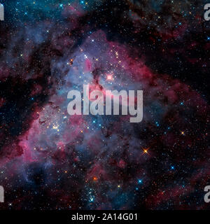 Das Schlüsselloch Eta Carinae Nebel und Sterne, NGC 3372. Stockfoto