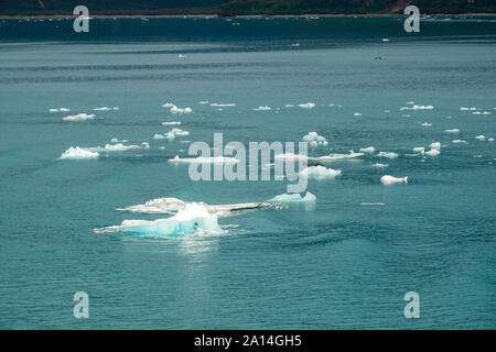 Eisberge an Hubbard Gletscher in Alaska als von einem Kreuzfahrtschiff gesehen. Stockfoto